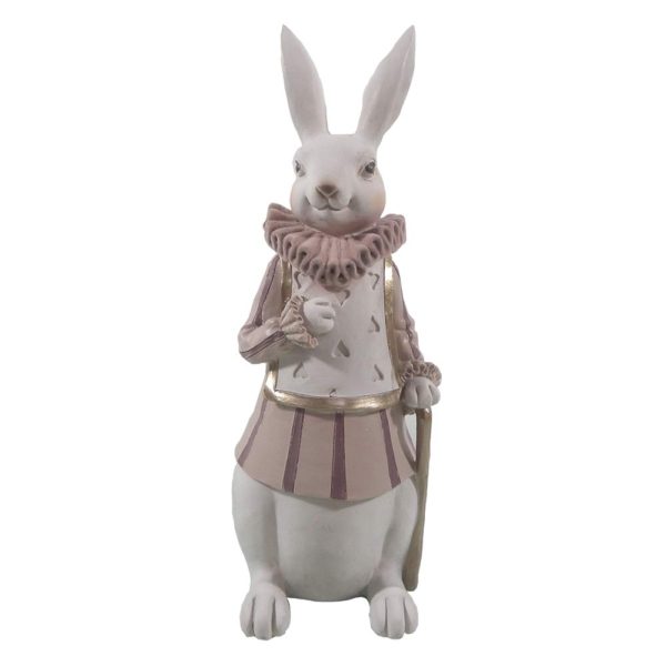 Lapin rose avec canne